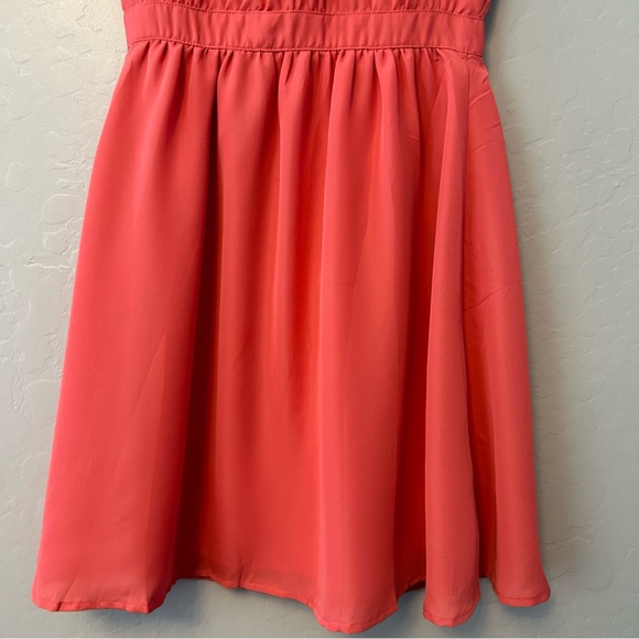 ⭐️LC Lauren Conrad salmon coral color sleeveless dress with lace collar size 0 - Picture 15 of 16